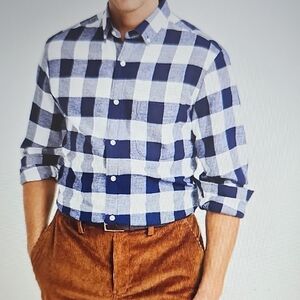 NWT Club Room Men's Regular Fit Plaid Flannel Shirt XL Blue